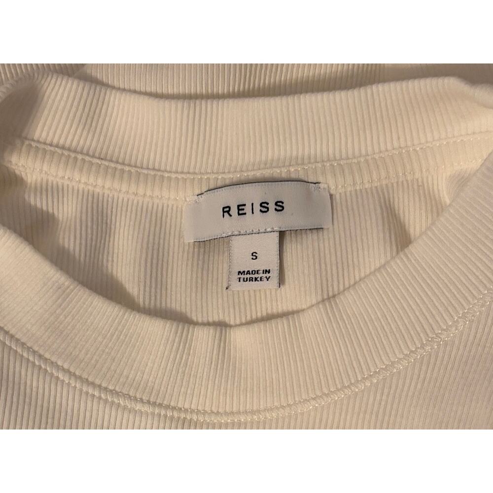 Reiss White Ribbed Ruched Sleeveless Top Size Small - Picture 5 of 5